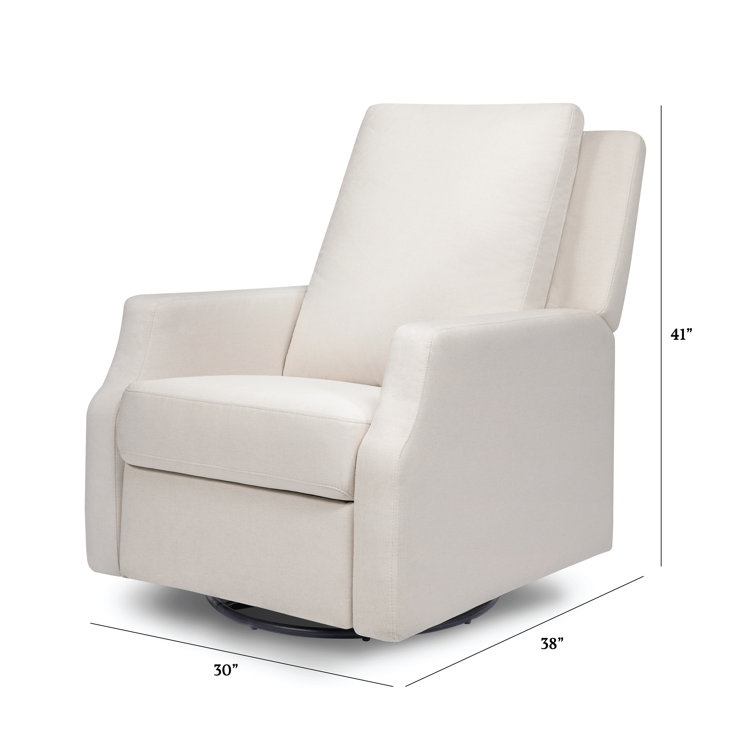Cream Eco-Weave Swivel Recliner with Wood Base