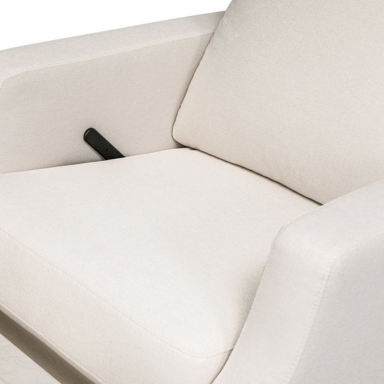 Cream Eco-Weave Swivel Recliner with Wood Base