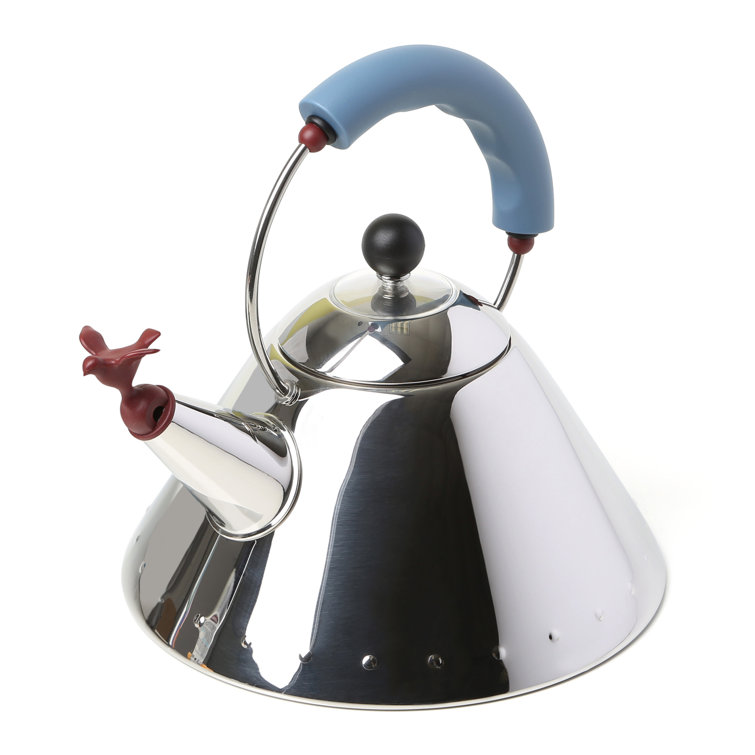 Light Blue Stainless Steel Whistling Kettle with Bird Whistle