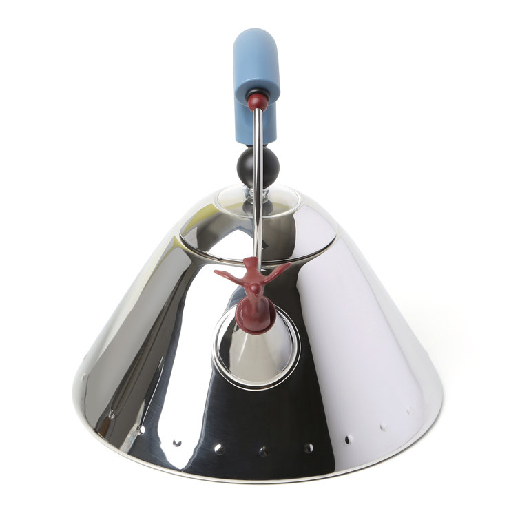 Light Blue Stainless Steel Whistling Kettle with Bird Whistle