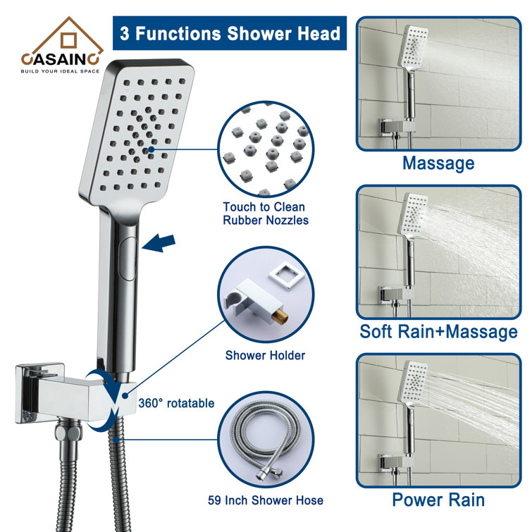 Chrome Multi-Head Square Wall Mounted Shower System