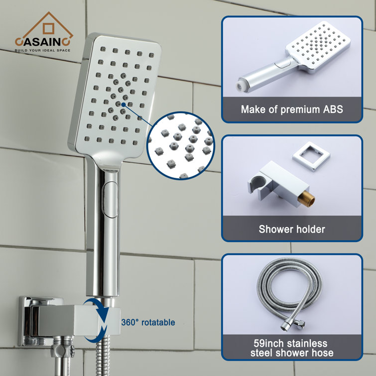Chrome Multi-Head Square Wall Mounted Shower System