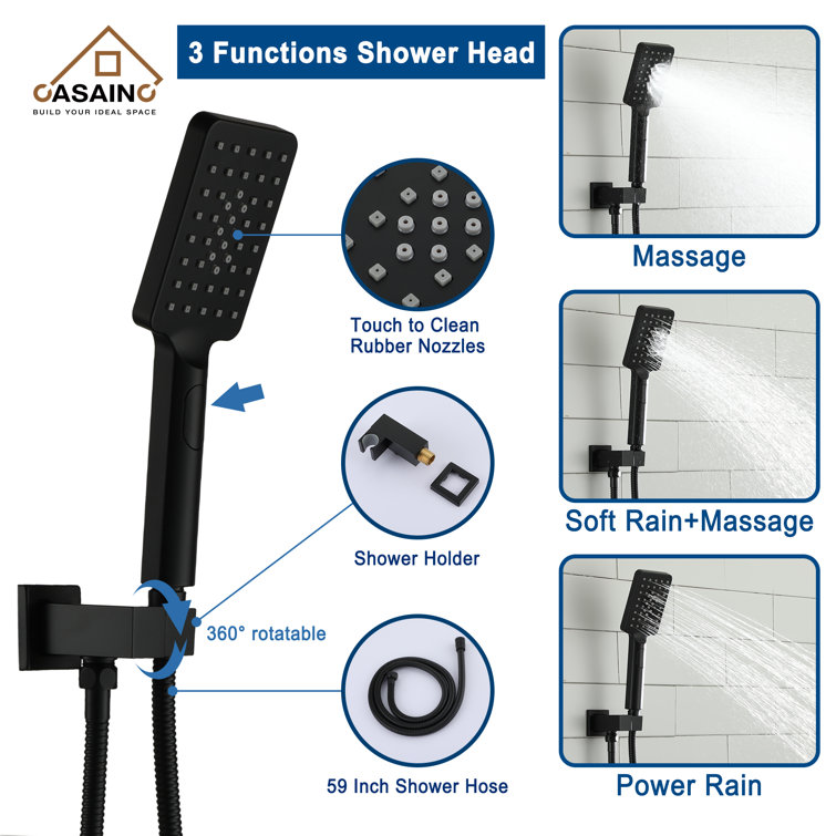 Matte Black Stainless Steel Multi-Head Rain Shower System