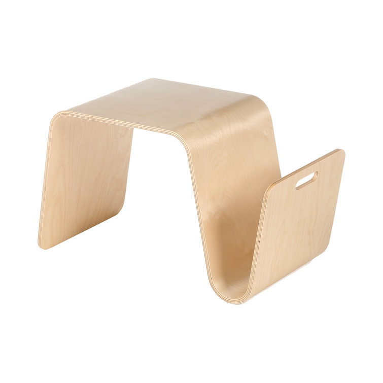Birch Wood Modern Rectangular Side Table with Storage