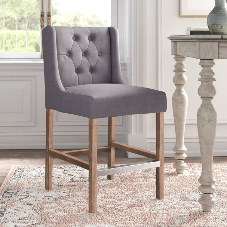 Transitional Avah Swivel Bar & Counter Stool in Brown Wood & Metal