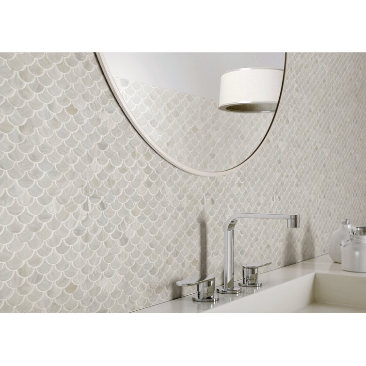 12'' White Mother of Pearl Fish Scale Mosaic Wall Tile