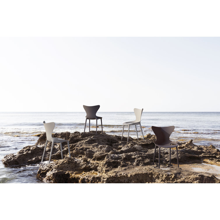 Ecru Matte Armless Polypropylene Side Chair by Eugeni Quitllet