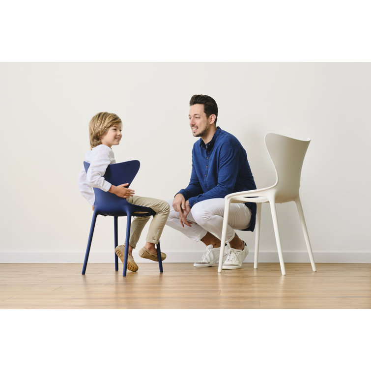 Eco-Conscious Navy Sculptural Side Chair with Recycled Plastic