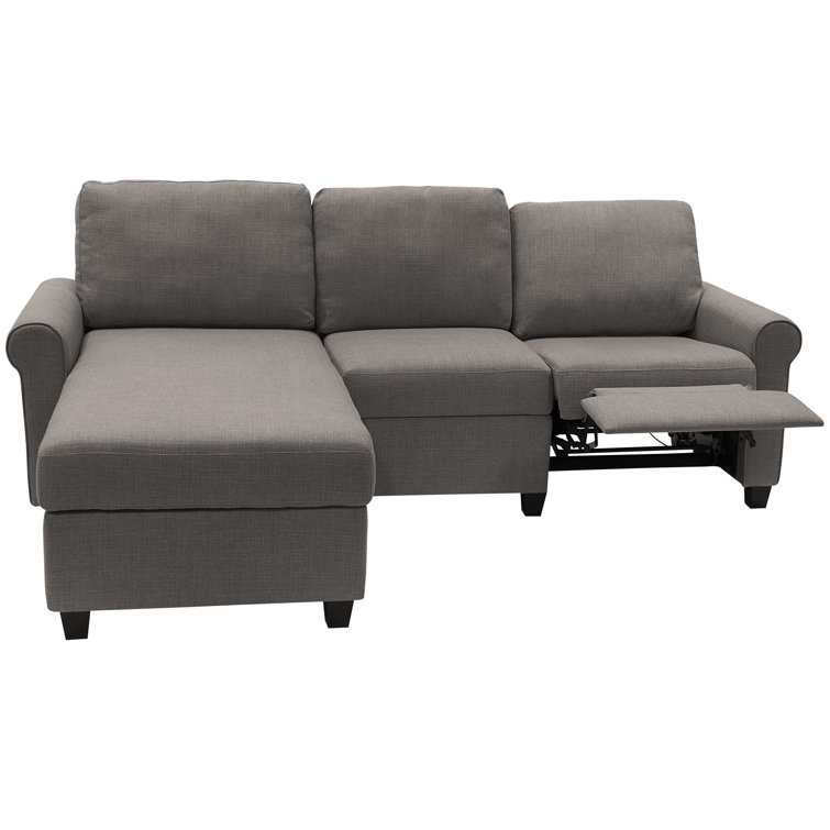 Copenhagen 89'' Gray Microfiber Sectional Sofa with Storage Chaise