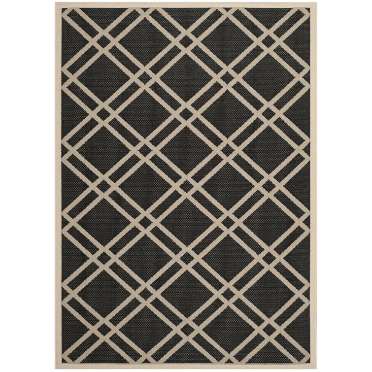 Safavieh Courtyard 5'3" x 7'7" Black and Beige Synthetic Area Rug