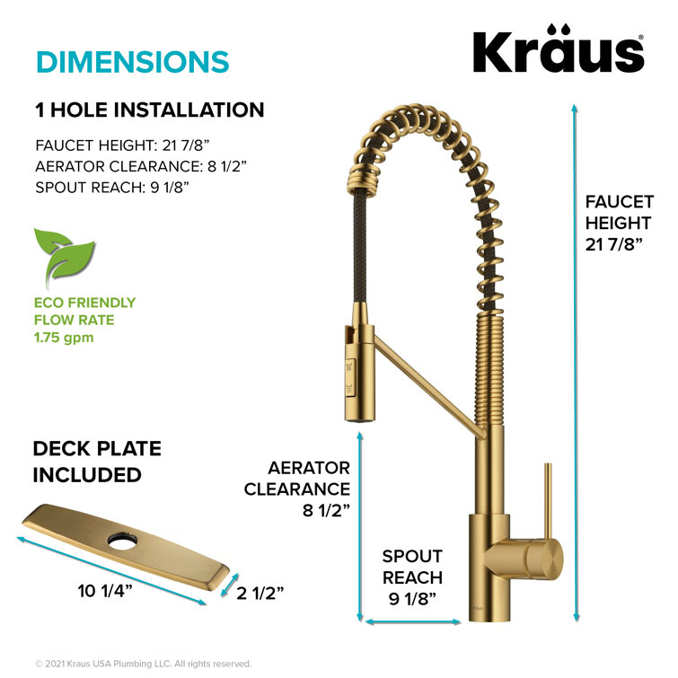 Brushed Brass Commercial Style Pull-Down Kitchen Faucet