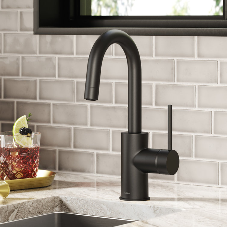 Matte Black Single Handle Kitchen Bar Faucet with QuickDock