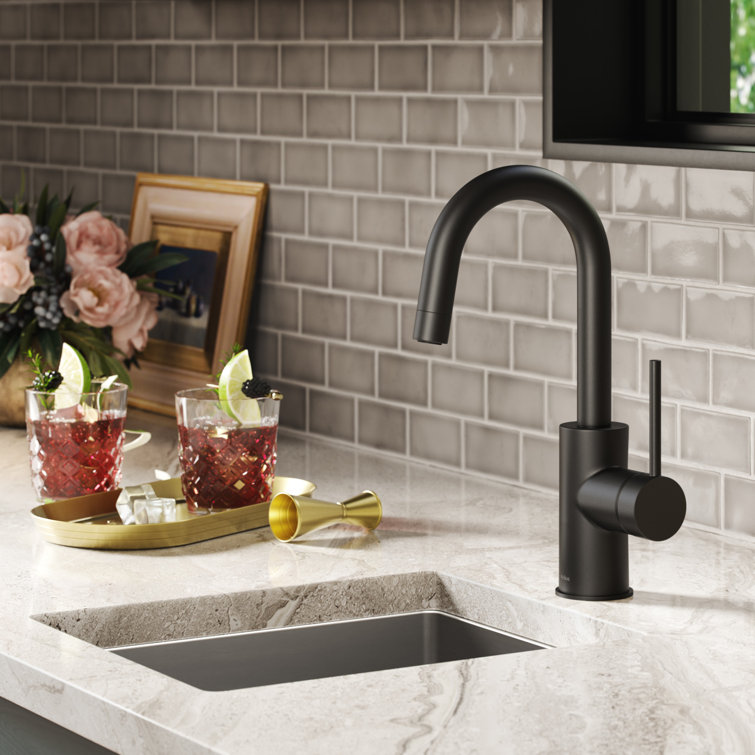 Matte Black Single Handle Kitchen Bar Faucet with QuickDock