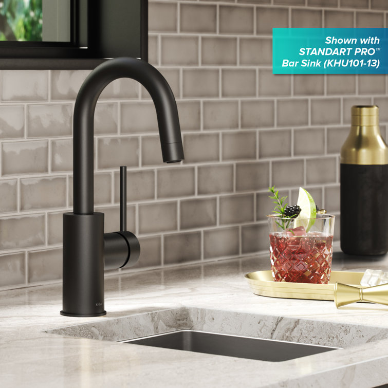 Matte Black Single Handle Kitchen Bar Faucet with QuickDock