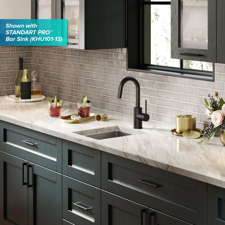 Matte Black Single Handle Kitchen Bar Faucet with QuickDock
