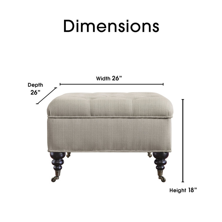 Ivory Tufted Cotton Twill Square Cocktail Ottoman with Storage