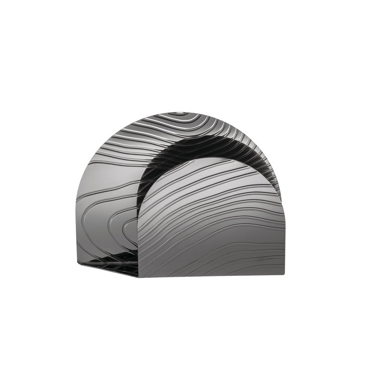 Silver Textured Steel Modern Napkin Holder