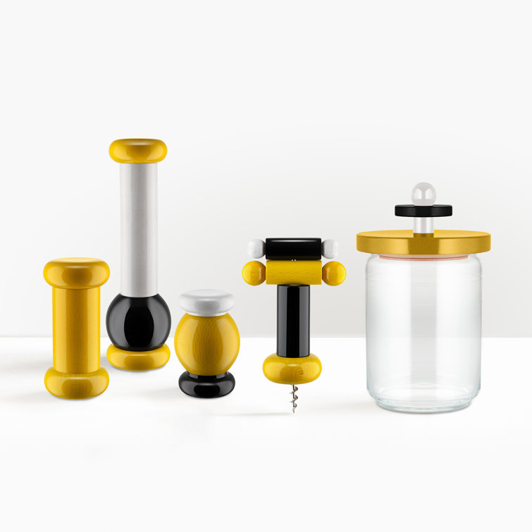 Beech Wood Yellow Black White Pepper Mill