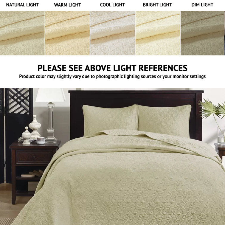 White Full Reversible Microfiber Bedspread Set