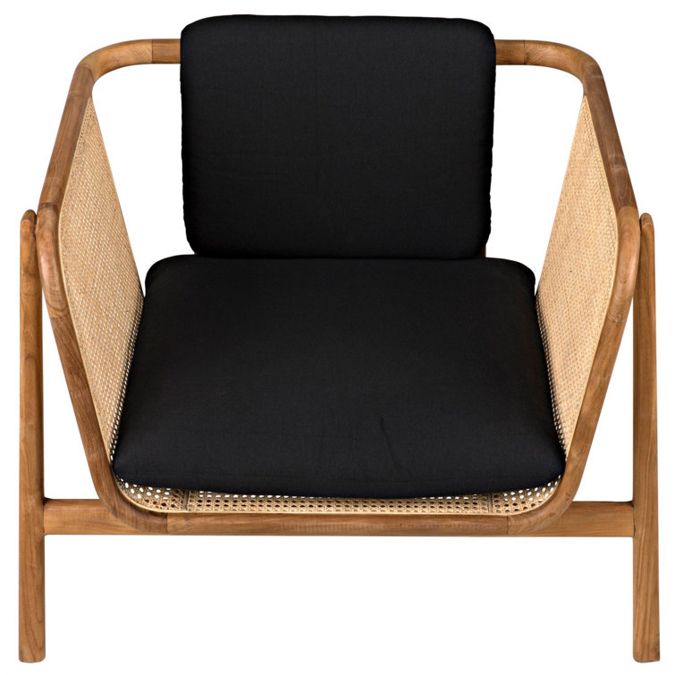 Balin 33" Handcrafted Metal Black Lounge Chair with Caning
