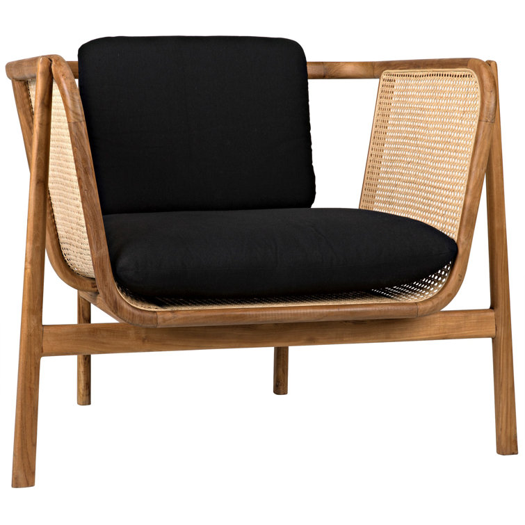 Balin 33" Handcrafted Metal Black Lounge Chair with Caning