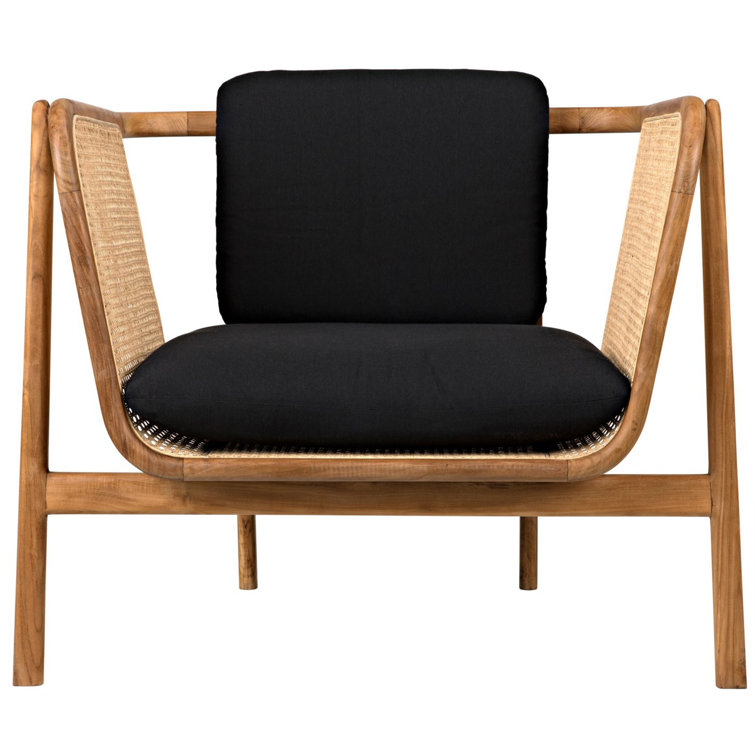 Balin 33" Handcrafted Metal Black Lounge Chair with Caning