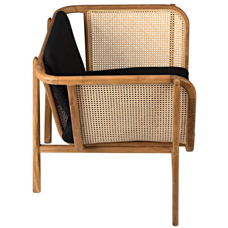 Balin 33" Handcrafted Metal Black Lounge Chair with Caning