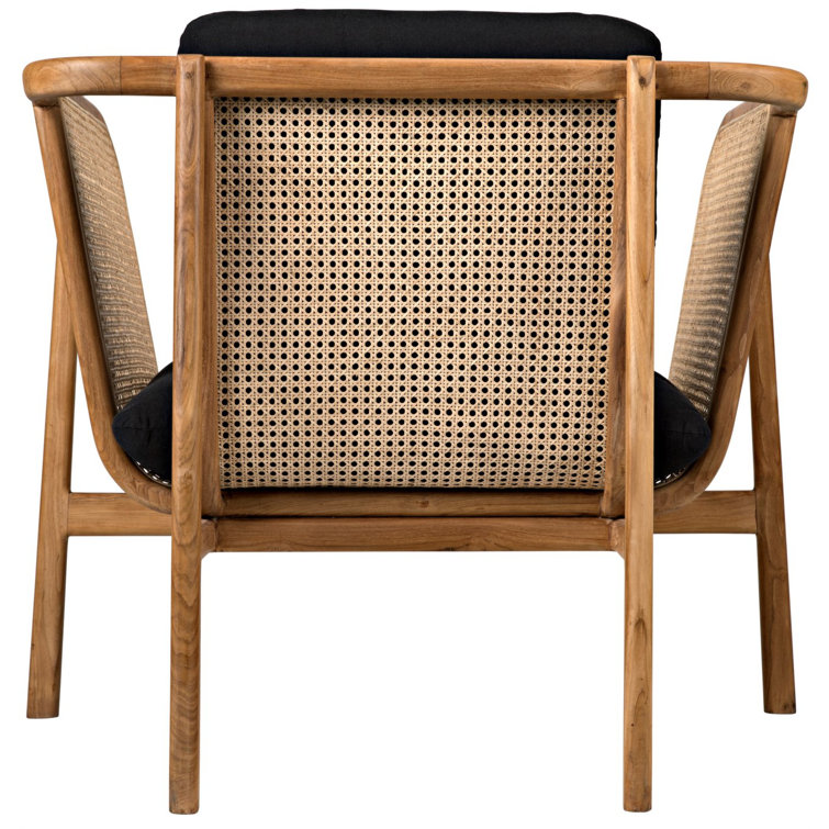 Balin 33" Handcrafted Metal Black Lounge Chair with Caning