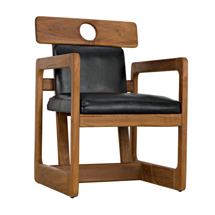 Buraco Handcrafted Black Leather Mid-Century Armchair