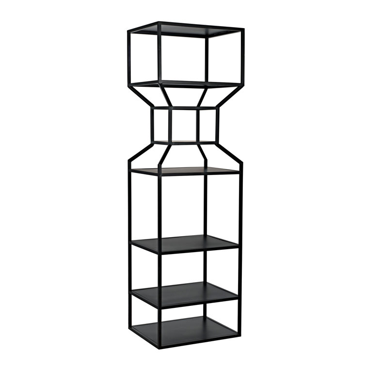Downtown 83" Black Wood and Metal Etagere Bookcase