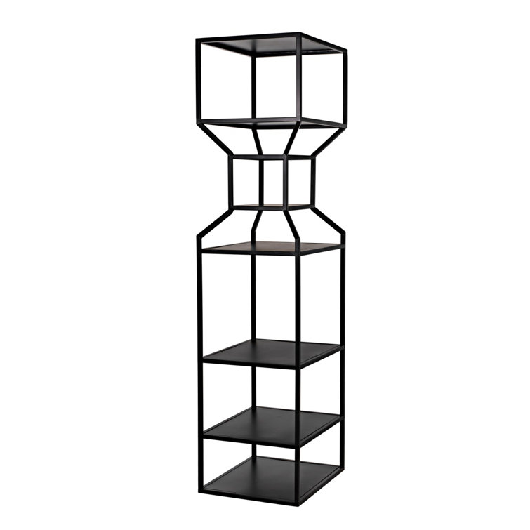 Downtown 83" Black Wood and Metal Etagere Bookcase