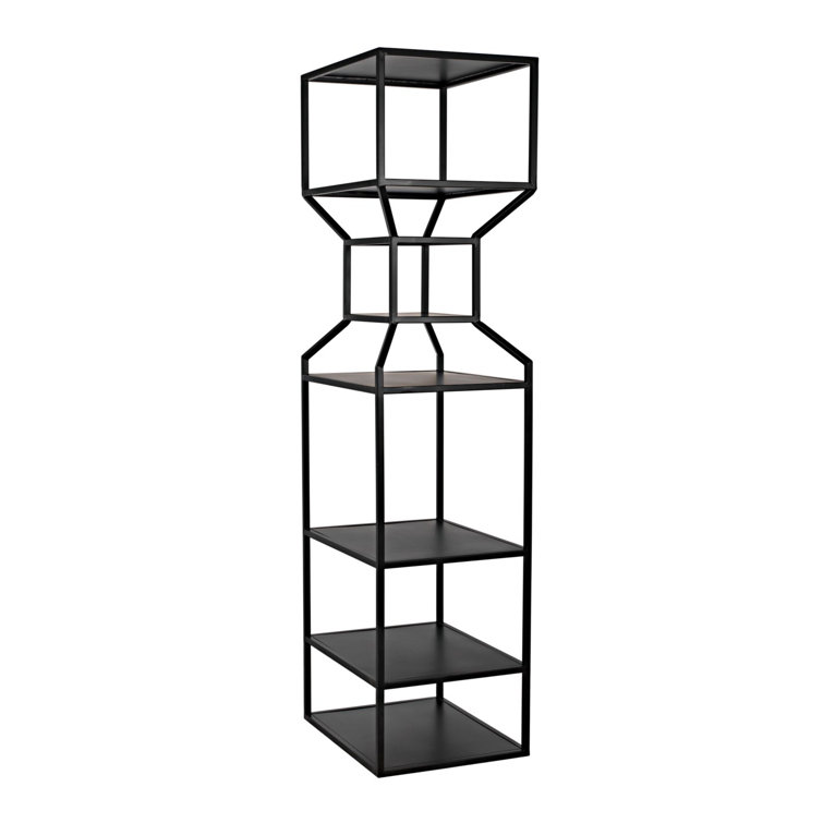 Downtown 83" Black Wood and Metal Etagere Bookcase