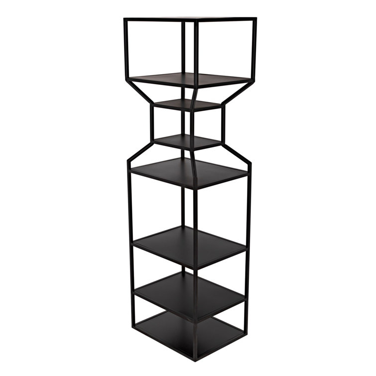 Downtown 83" Black Wood and Metal Etagere Bookcase