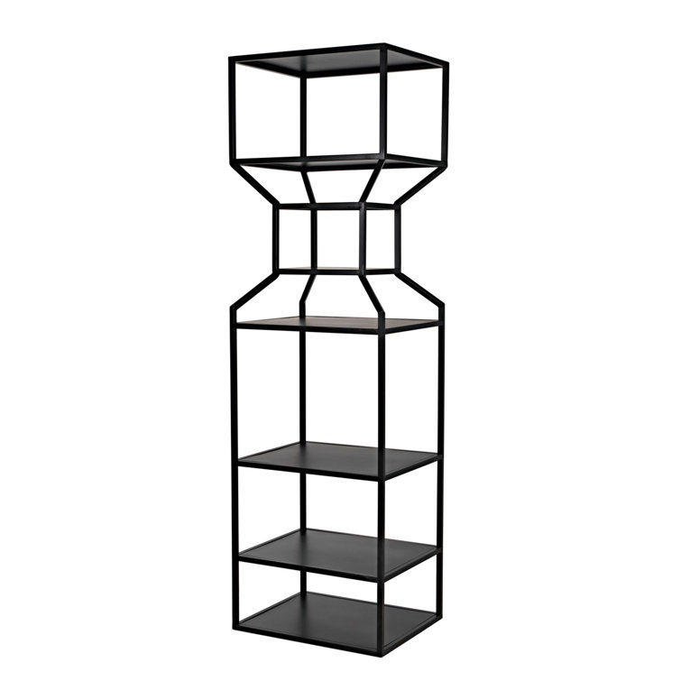 Downtown 83" Black Wood and Metal Etagere Bookcase