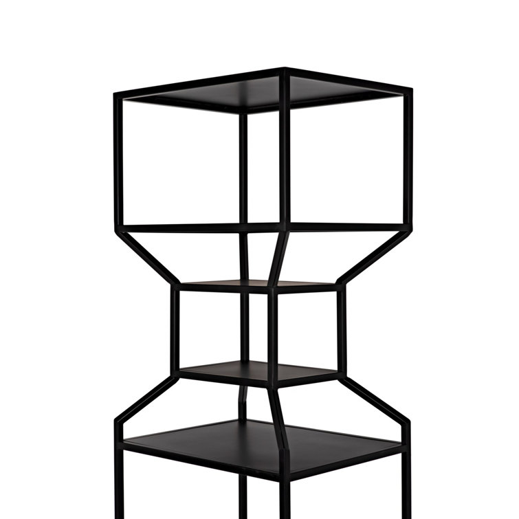 Downtown 83" Black Wood and Metal Etagere Bookcase