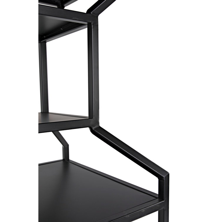 Downtown 83" Black Wood and Metal Etagere Bookcase