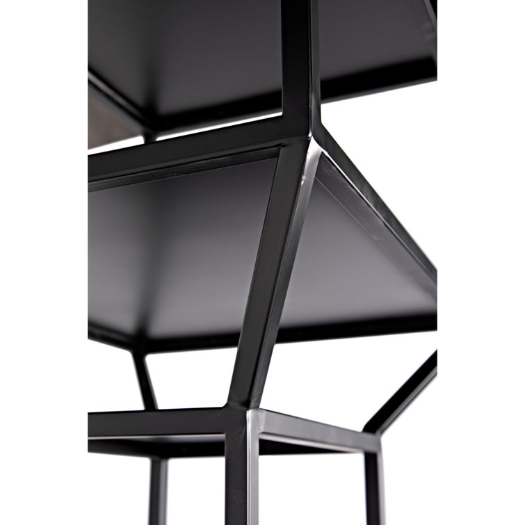 Downtown 83" Black Wood and Metal Etagere Bookcase