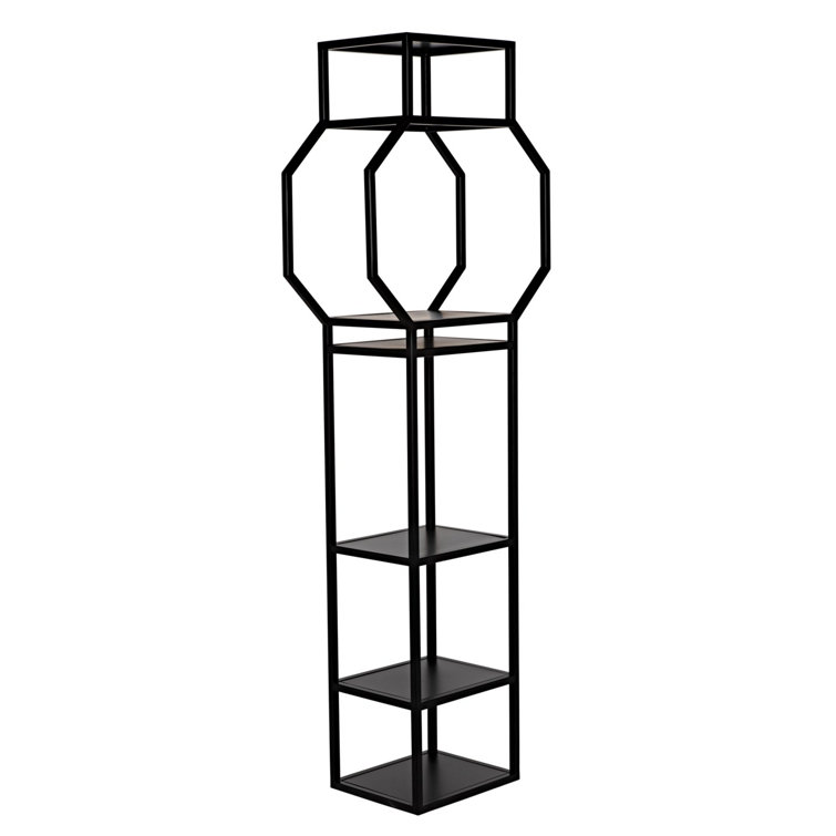 Noir Downtown 75'' Black Metal Linear Etagere Bookcase