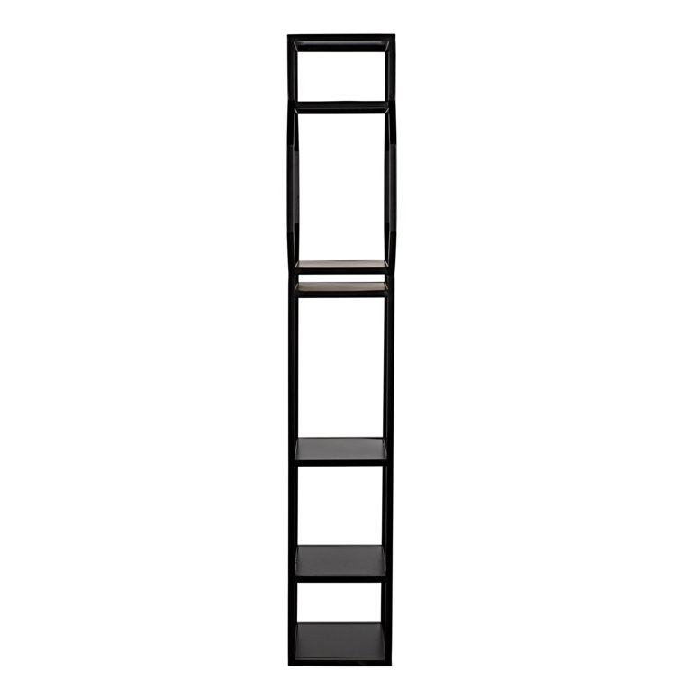 Noir Downtown 75'' Black Metal Linear Etagere Bookcase