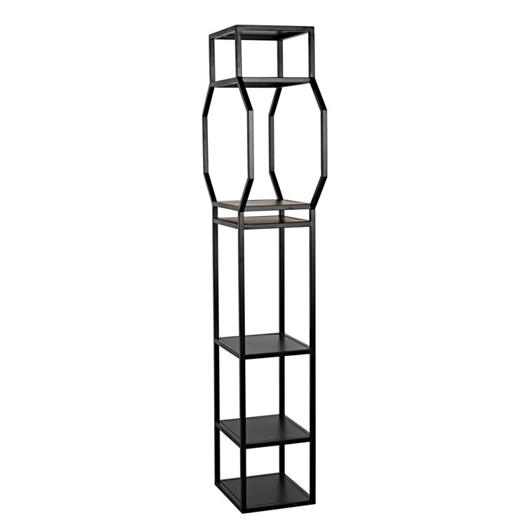 Noir Downtown 75'' Black Metal Linear Etagere Bookcase