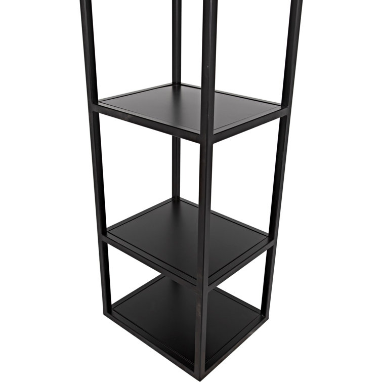 Noir Downtown 75'' Black Metal Linear Etagere Bookcase