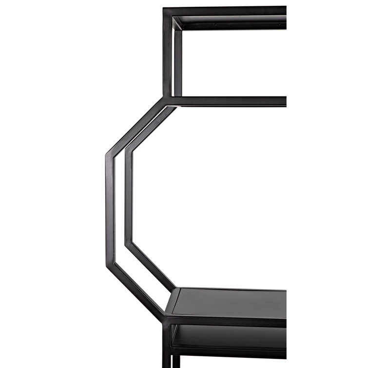 Noir Downtown 75'' Black Metal Linear Etagere Bookcase