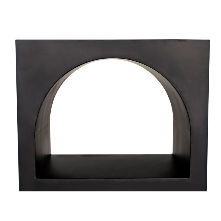 Noir Aqueduct 59" Industrial Black Metal and Wood Bookcase
