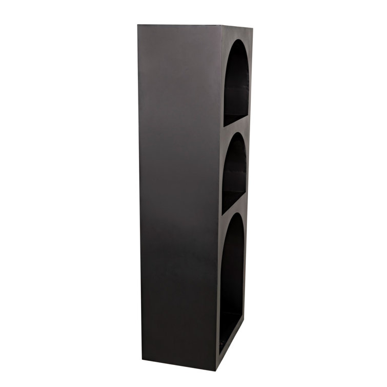 Noir Aqueduct 59" Industrial Black Metal and Wood Bookcase
