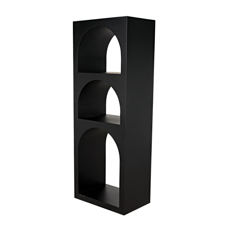Noir Aqueduct 59" Industrial Black Metal and Wood Bookcase