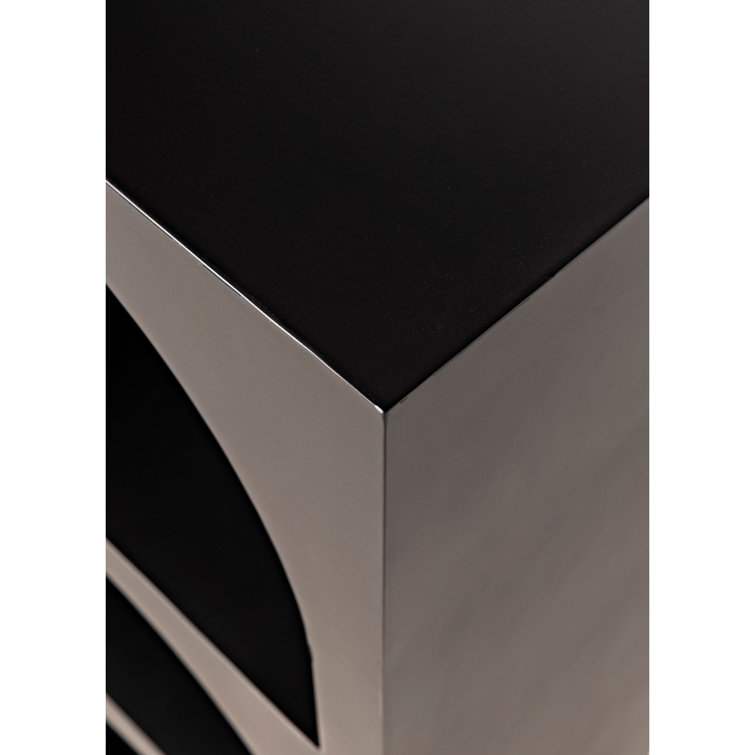 Noir Aqueduct 59" Industrial Black Metal and Wood Bookcase