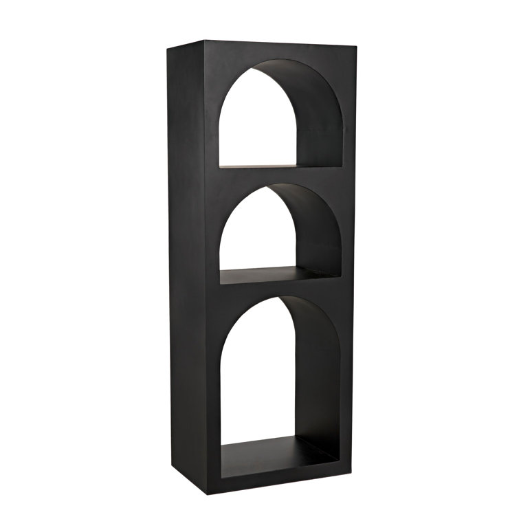 Noir Aqueduct 59" Industrial Black Metal and Wood Bookcase