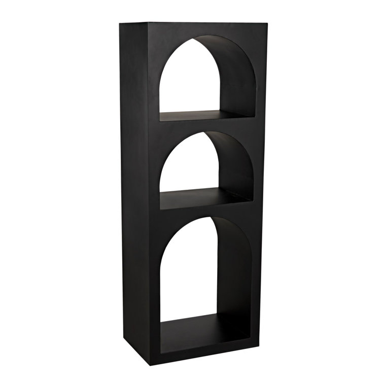 Noir Aqueduct 59" Industrial Black Metal and Wood Bookcase