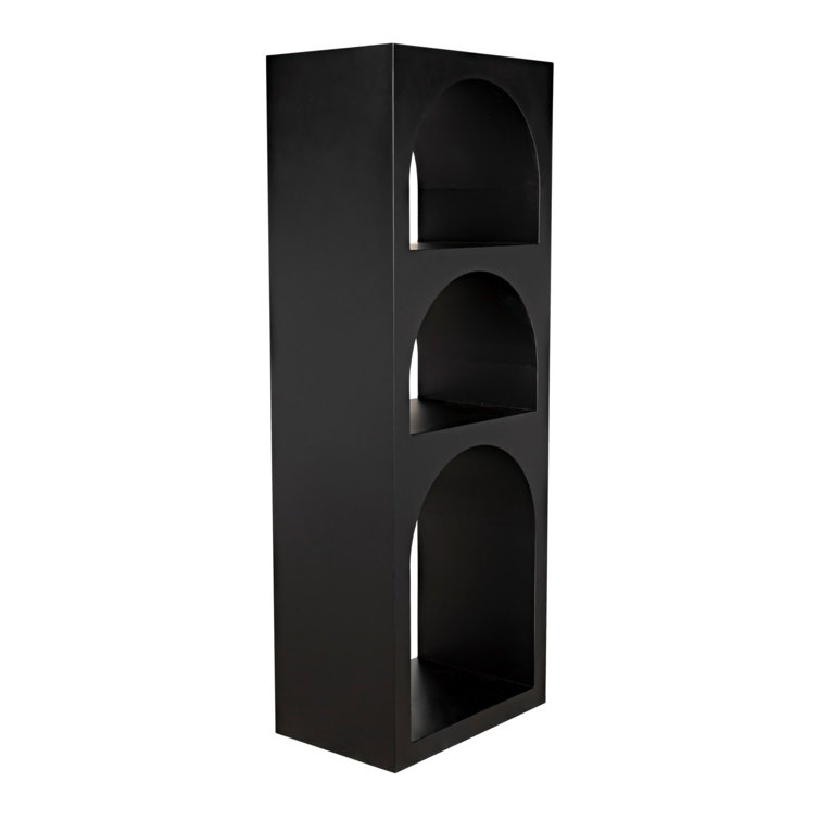Noir Aqueduct 59" Industrial Black Metal and Wood Bookcase