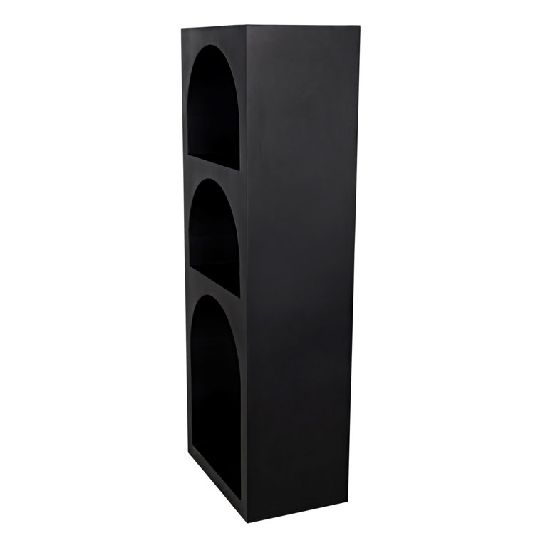 Noir Aqueduct 59" Industrial Black Metal and Wood Bookcase